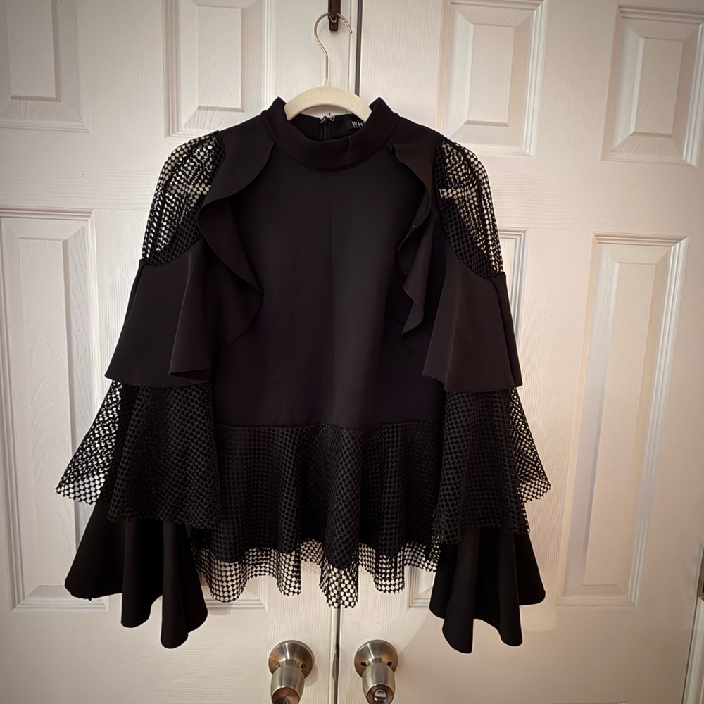 Elegant Black Ruffled Blouse